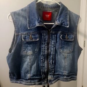 Blue jeans zip up vest/jacket